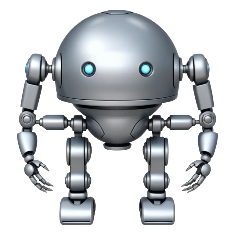 completely symmetrical 4 legged robot. center sphere with 4 evenly spaced legs extending from each side sticker