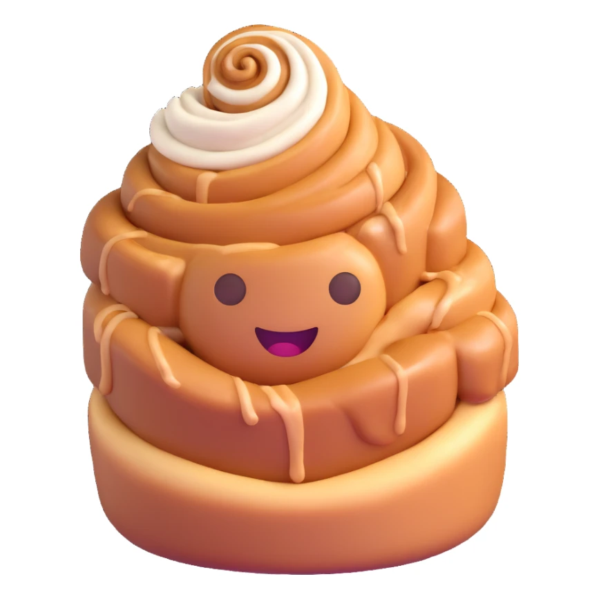 cinnamon roll, 3D emoji style, no background sticker