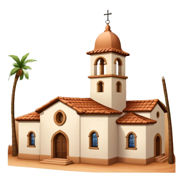 Spanish mission style house with bell tower, arches, and clay tile roof sticker