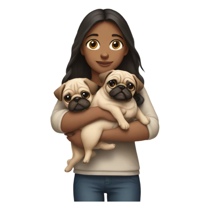A girl with 2 pug in her arms sticker