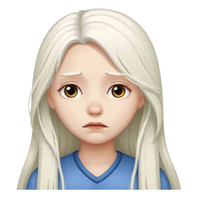 Pale girl with long white hair sad  sticker