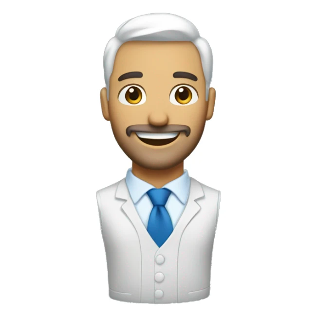 Hombre blanco con barba y corbata azul saludando y sonriendo  sticker