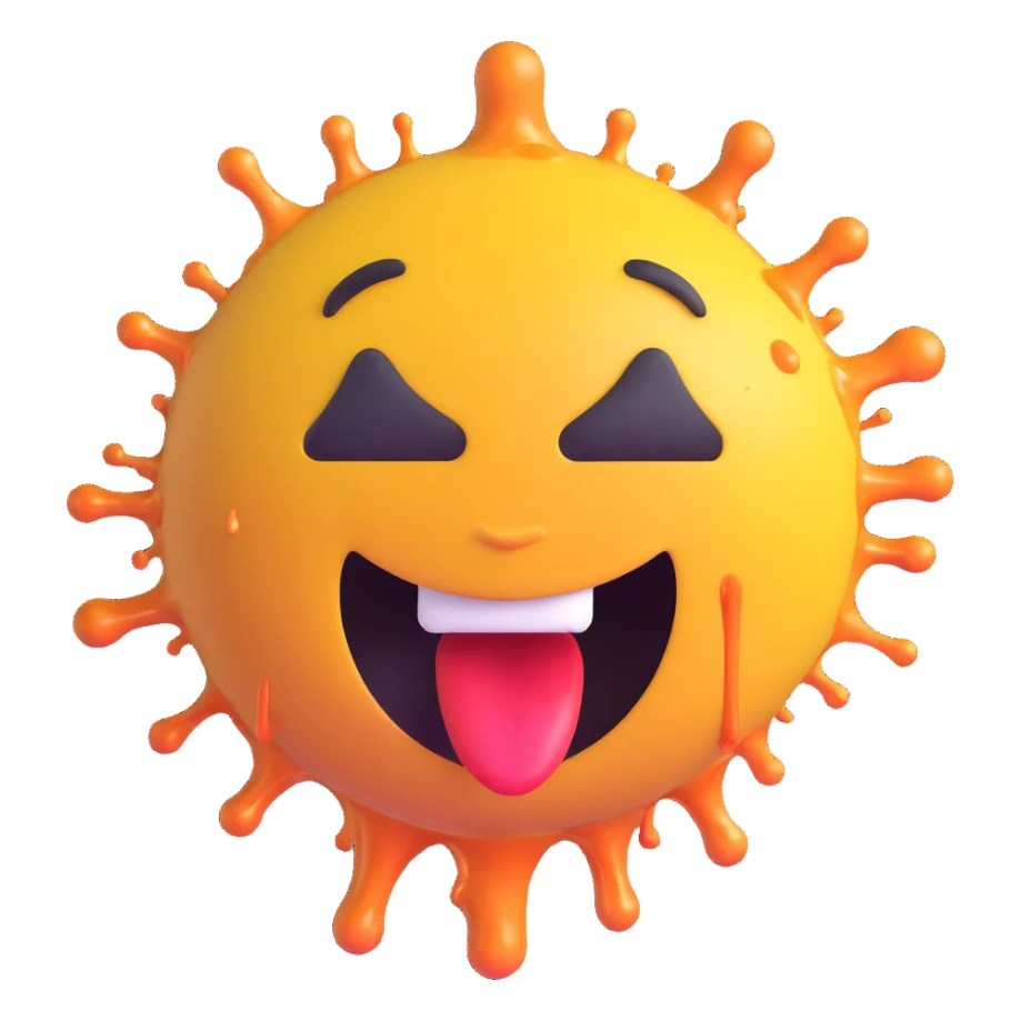 3D emoji of a face with an exploding head, drooling, and melting sticker