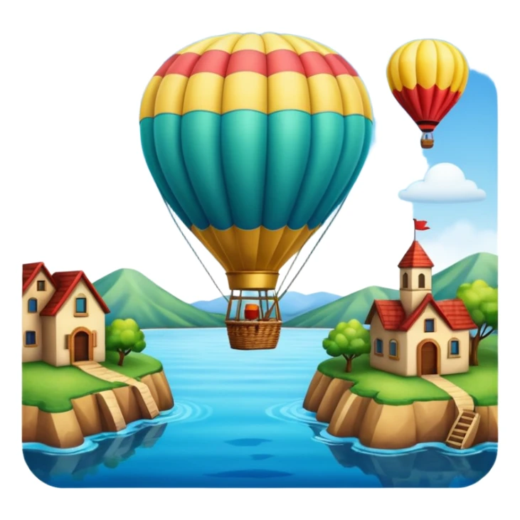 Hot air balloon above scenic water views sticker
