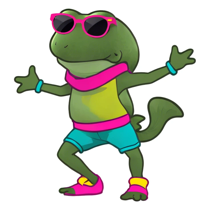 dancing in an outfit from the 80s sticker