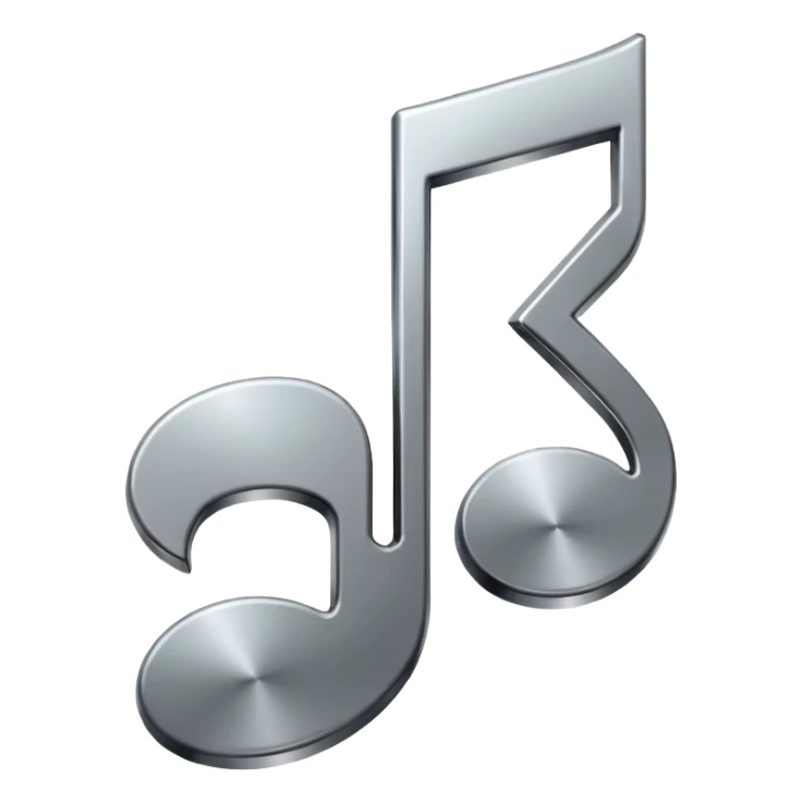 music note with a chromic metal texture, no gold sticker