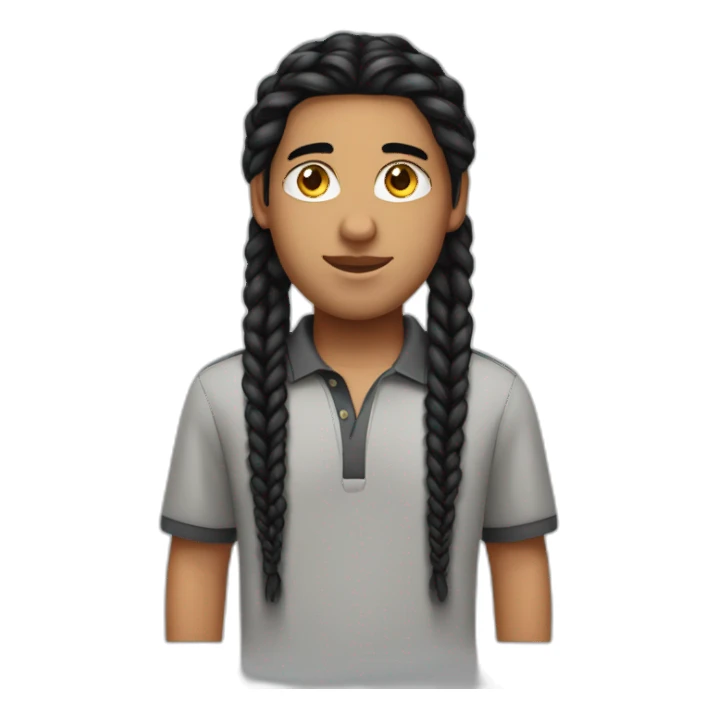 Kris pande middle eastern boy with black hairbox braids and a polo shirt sticker