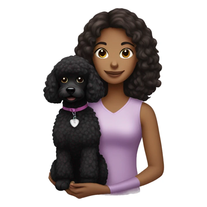 Brunette girl holding black poodle sticker