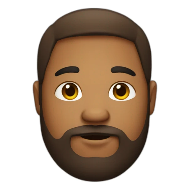 A fat brown person’s face with a light and messy beard sticker