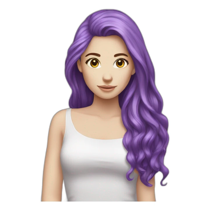 White girl with purple long hair feel boring  sticker