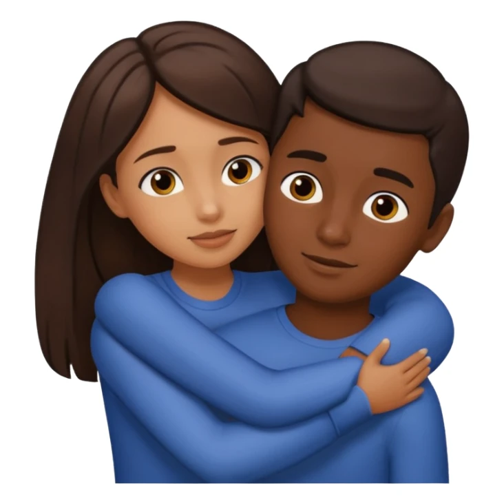 carmel girl with dark brown and tall darkskin boy hugging  sticker