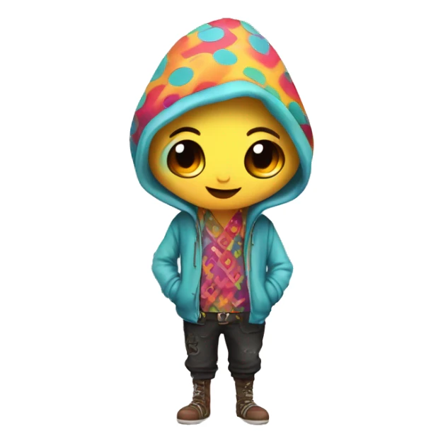 a colorful edgy cute kawaii vernid-fionbri with splash patterns full body sticker