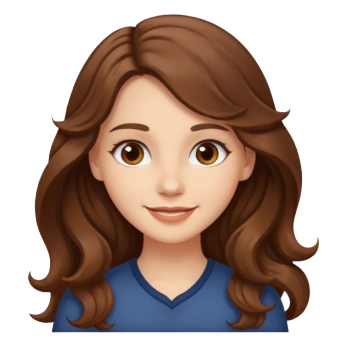 white girl with long wavy brown hair with brown eyes sticker