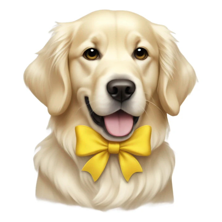 English cream golden retriever with yellow bow sticker