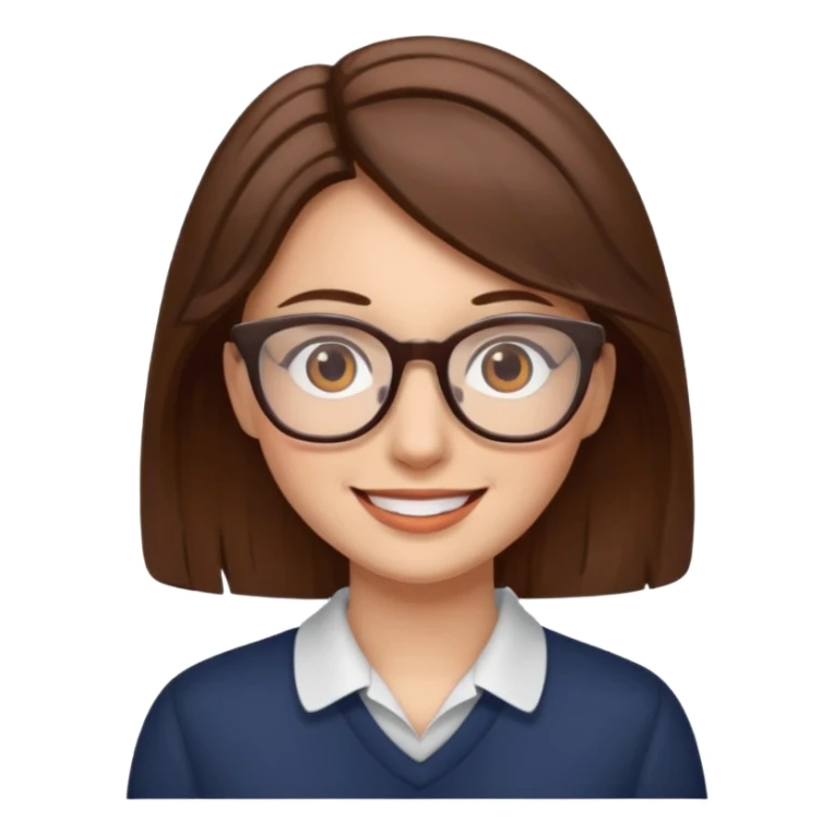 Women brown eye and brown hair with glasses snfearing sticker