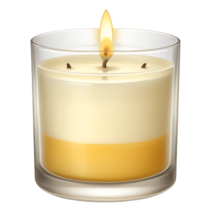Scented candle, in translucent holder  minimalist style, high detail, still life, 4k sticker
