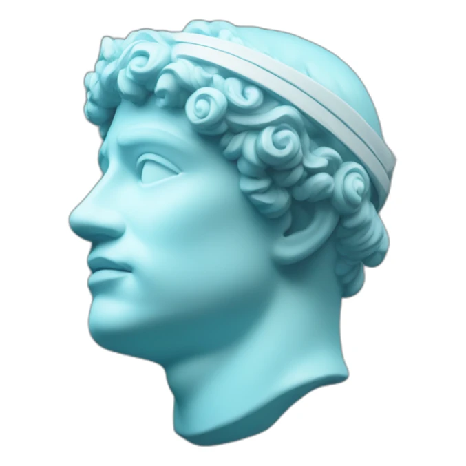 light blue greco-roman bust glowing headband sticker