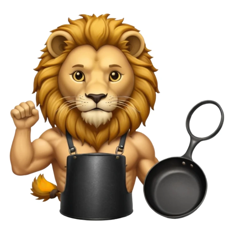 Lion holding cast iron skillet sticker