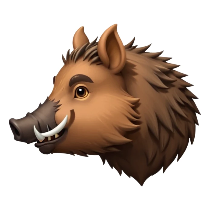 Wild boar face side view with more and more long tusks emoji realistic sticker