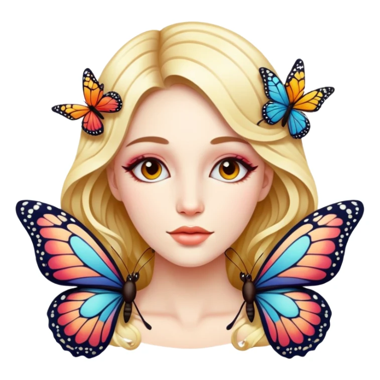 Woman wearing a butterfly  sticker