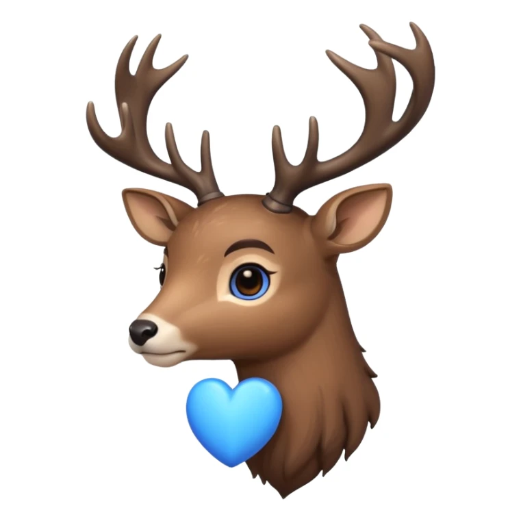 Deer with blue heart sticker