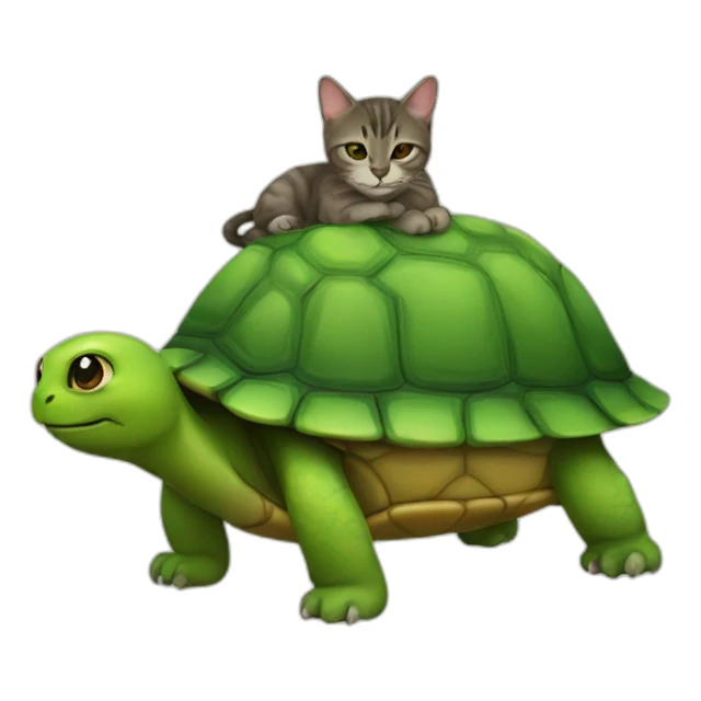 A cat on top of a turtle sticker