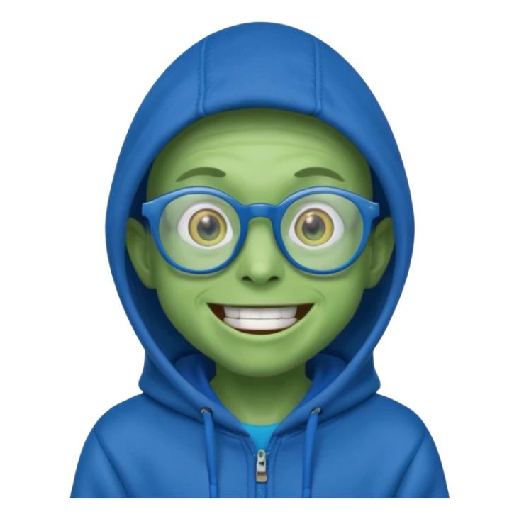 excited alien wearing hoodie and glasses sticker