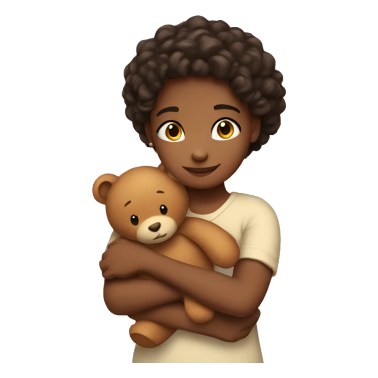 girl hugs teddy sticker