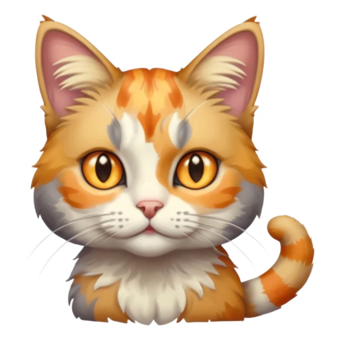 full body anxious looking colourful light calico tabby cat with hazel eyes sticker