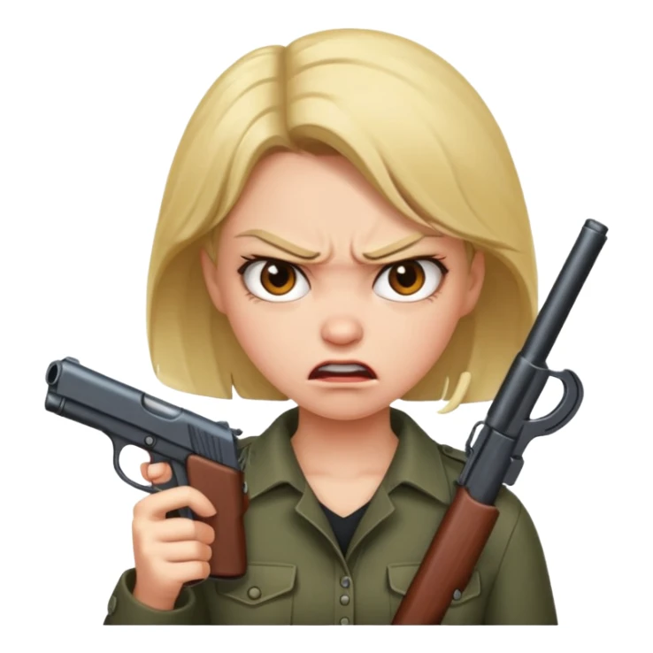 Crazy angry girl with gun sticker