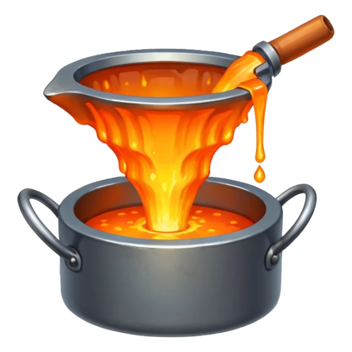 The crucible pours out metal, pixels style 32x32. sticker