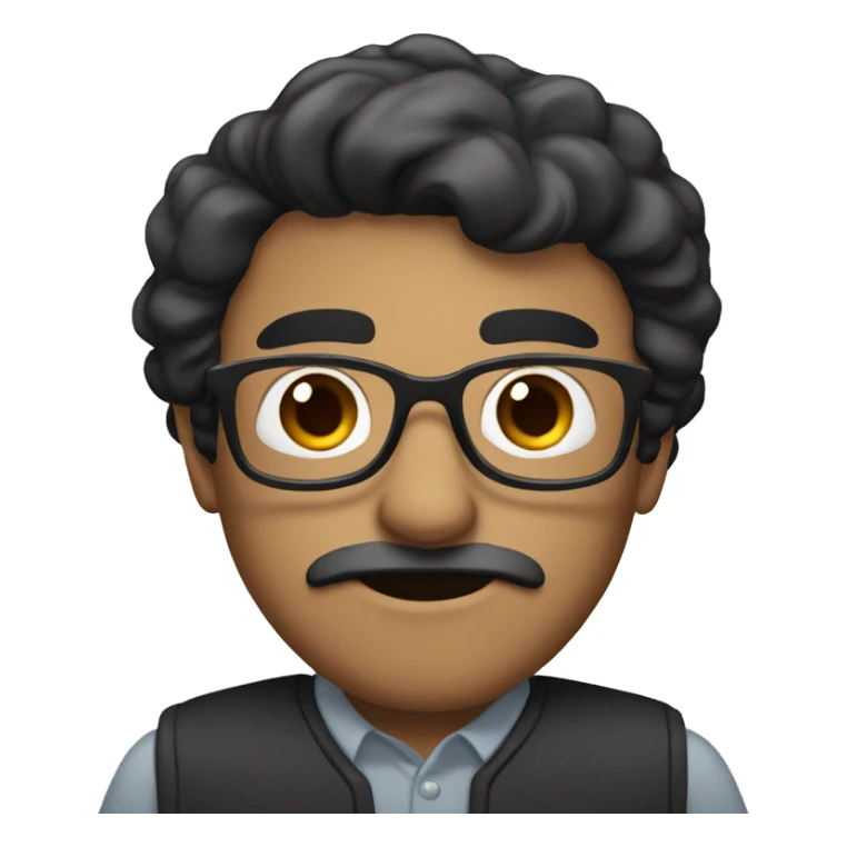 dark hair dark eye man with short mustache wearing glasses sticker