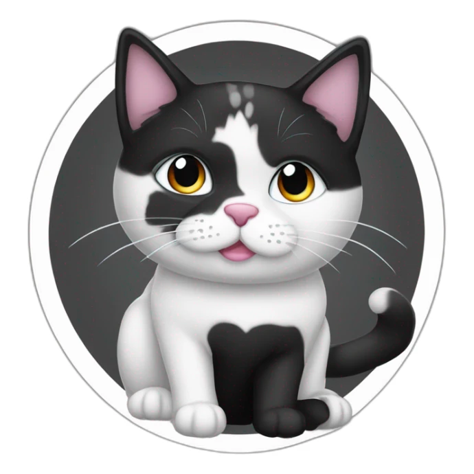 gato preto e branco com fone de ouvido sticker
