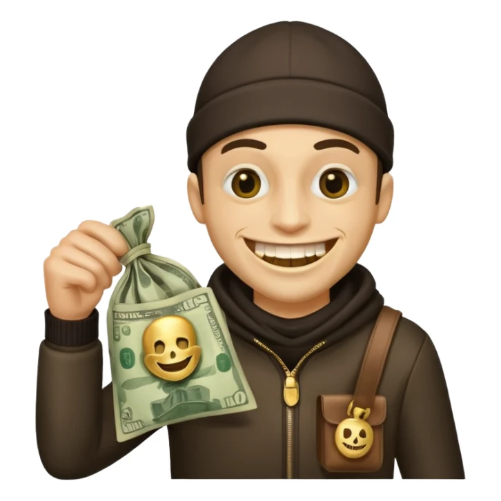 Robber holding a bag of money sticker