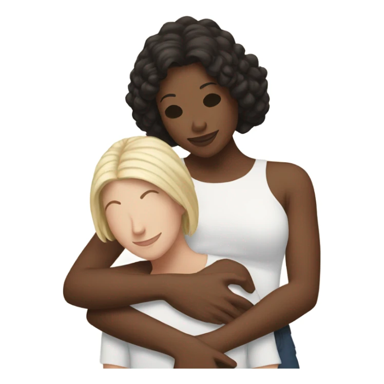 white woman holding white brunette woman, in love sticker