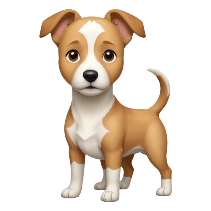 a full body facing front on of a buff white beagle cross jack russell terrier looking dog the size of a kelpie with light brown long ears resting on its face and a light brown patch above one eye and a large snout. the rest of the dog is completely white.  sticker