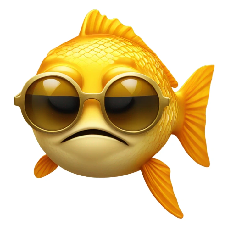 Golden fish with sun glasses  sticker