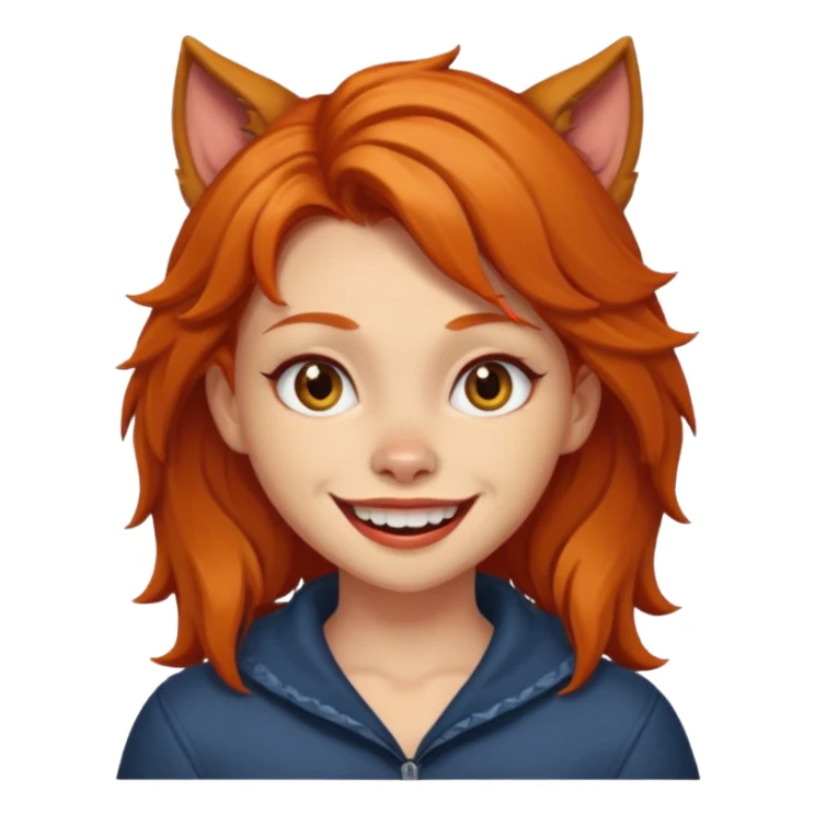 Werewolf ginger hair girl with a smile sticker