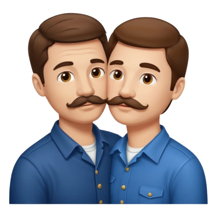Kissing bf and brwon your hir andA man with a mustache sticker
