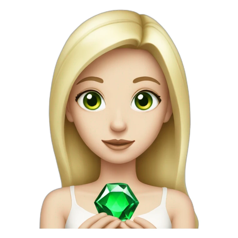 white girl with green eyes, holding a gem in his hands sticker