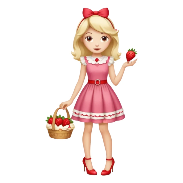 pretty and cute realistic modern day strawberry shortcake full body with high heels emoji sticker