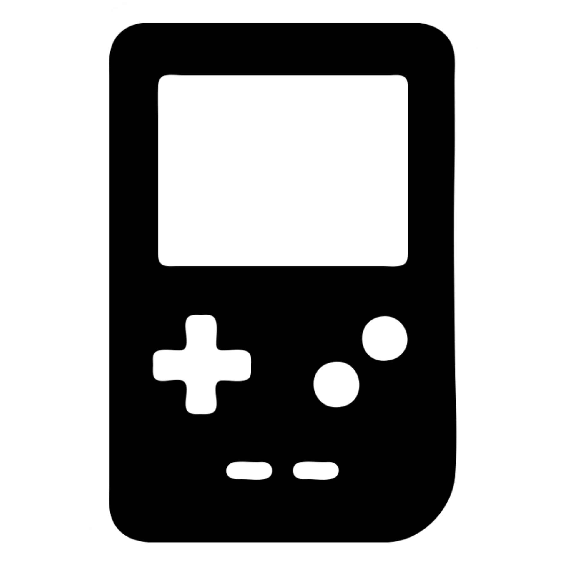 GameBoy, solid icon style, filled silhouette, no internal details, strong and bold presence, instantly readable sticker