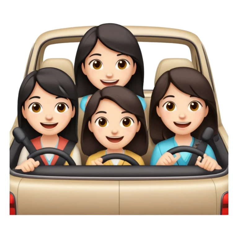 3 dark haired girls singing in a car sticker
