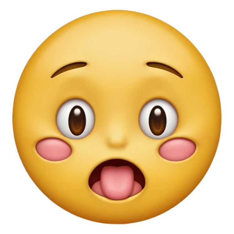 Round yellow emoji face with a bored expression, downturned mouth and tongue poking out, half opened eyes sticker