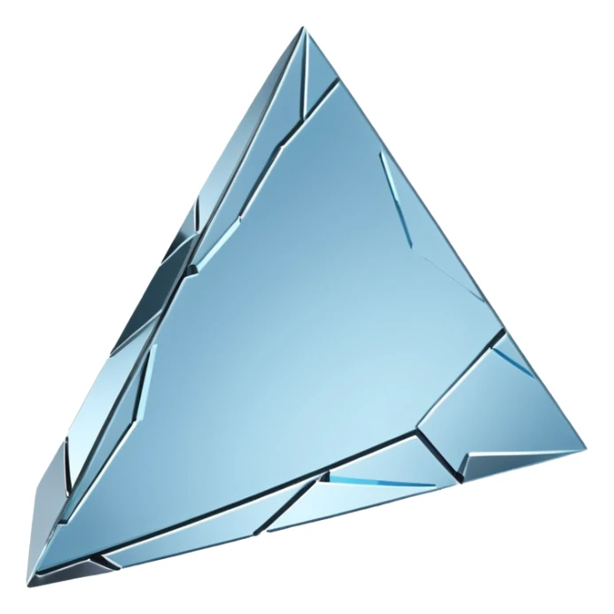 broken mirror shard emoji, sharp chrome edges, high contrast reflections, futuristic minimal 3D style, isolated on white sticker