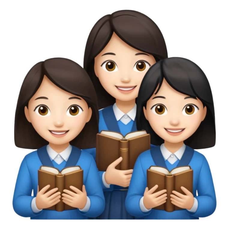 8 asian girls in a group, holding bibles sticker