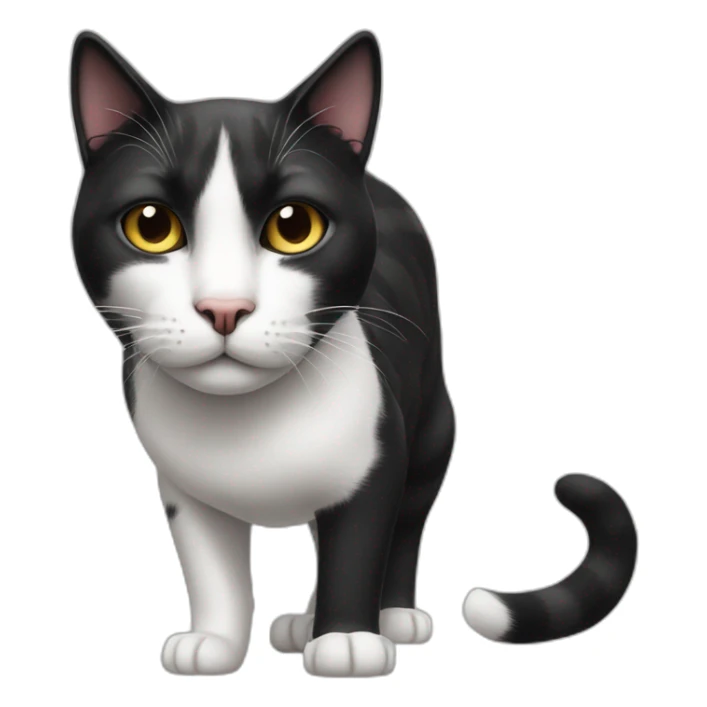 black and white cat whith triangle stripe on nose sticker