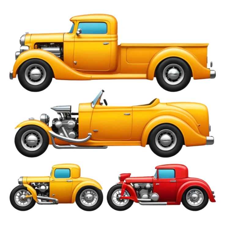 Hot Rod and Custom car & bike emojis sticker