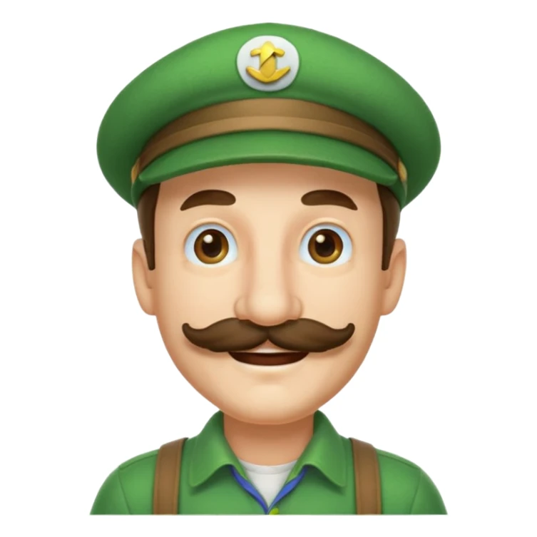 Luigi from Mario with green hat, mustache, cheerful expression sticker