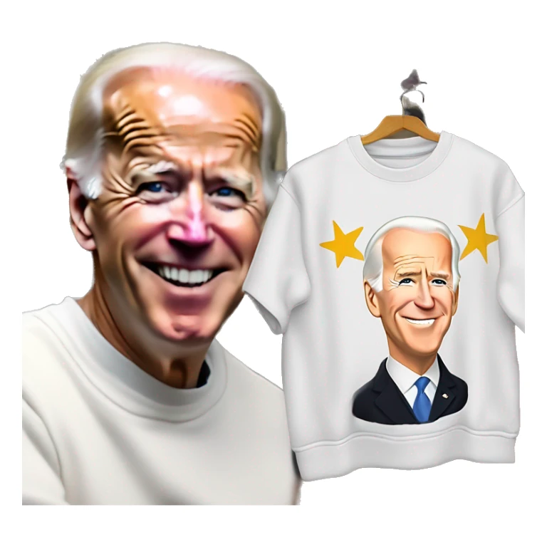 Joe Biden wearing an oversized sweatshirt that has printed on it, “I answered all the questions”.   There is a gold star above and to the right of the words sand underneath it are the words , “ good job” in cursive font.  sticker